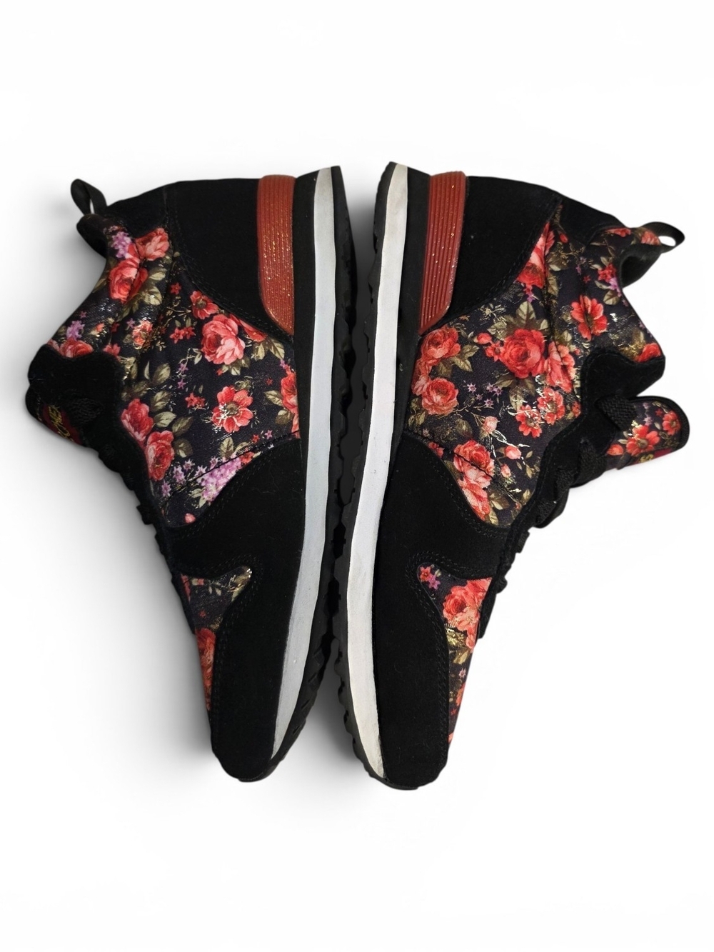 Skechers OG 85 Hollywood Rose Floral Sneakers Women’s Size 8 Black Pink Suede - Picture 2 of 8